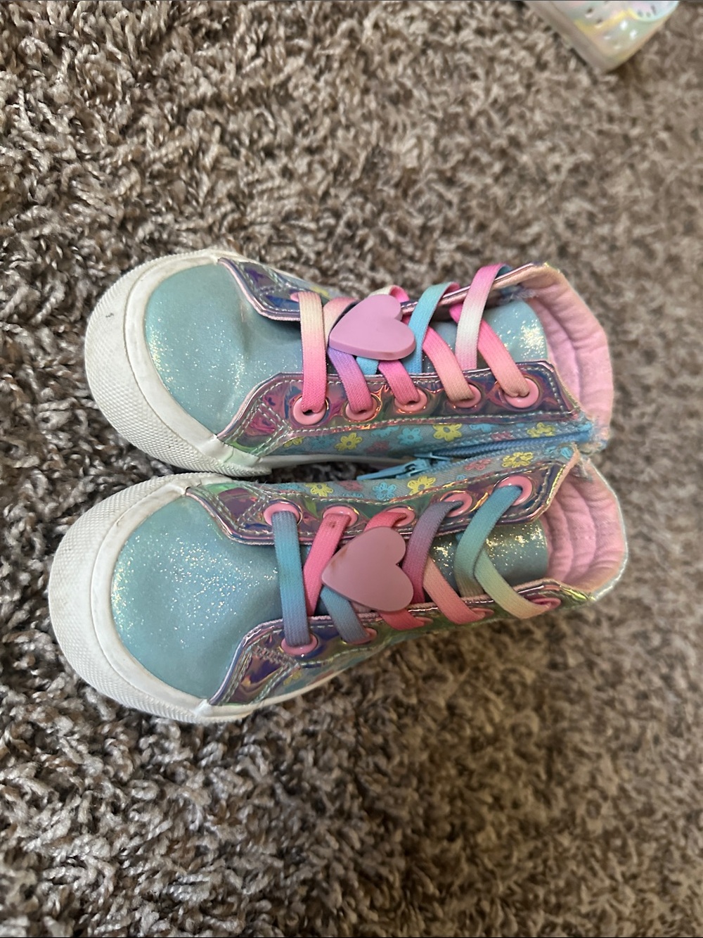 Bluey’s High-Top Sneakers in Pastel Blue & Pink - Cute Floral Design - Picture 4 of 6